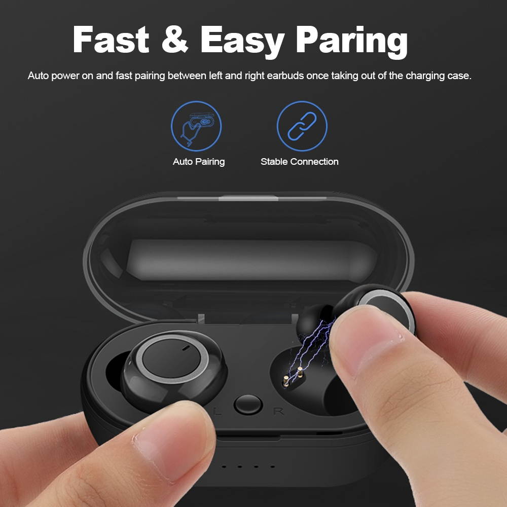 SQ-W1 Bluetooth 5.0 TWS Earbuds True Wireless Headphones Touch Control Sports Headset In-ear Earphones with Mic Charging Case