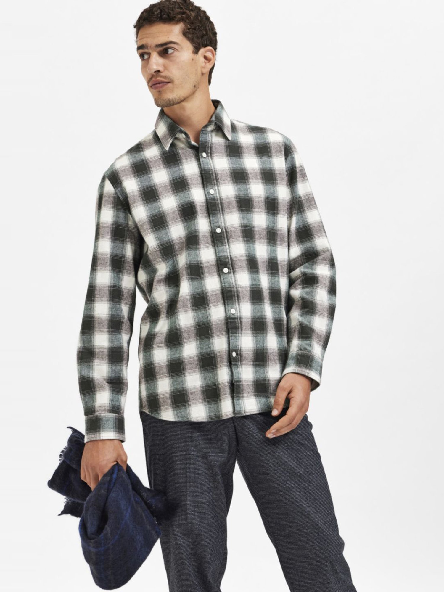 SELECTED HOMME Forest Night Cotton Regular Fit Checks Shirt