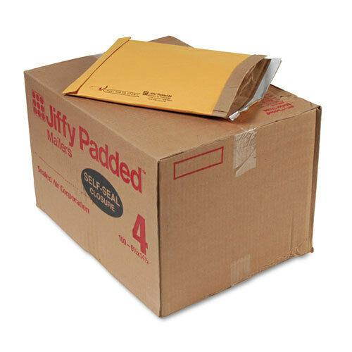 Jiffy Padded Peel & Seal Mailer, #4, 9 1/2 x 14 1/2, Natural Kraft, 100/Carton