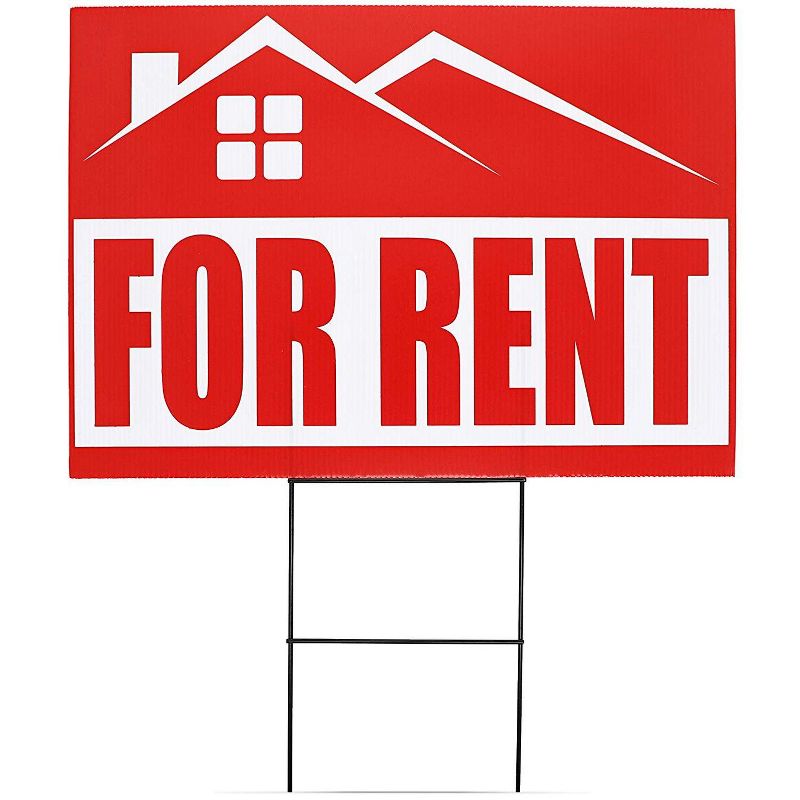 Juvale 6-Pack for Rent Signs with Stakes for Apartment Rentals, 12 x 17 Inches