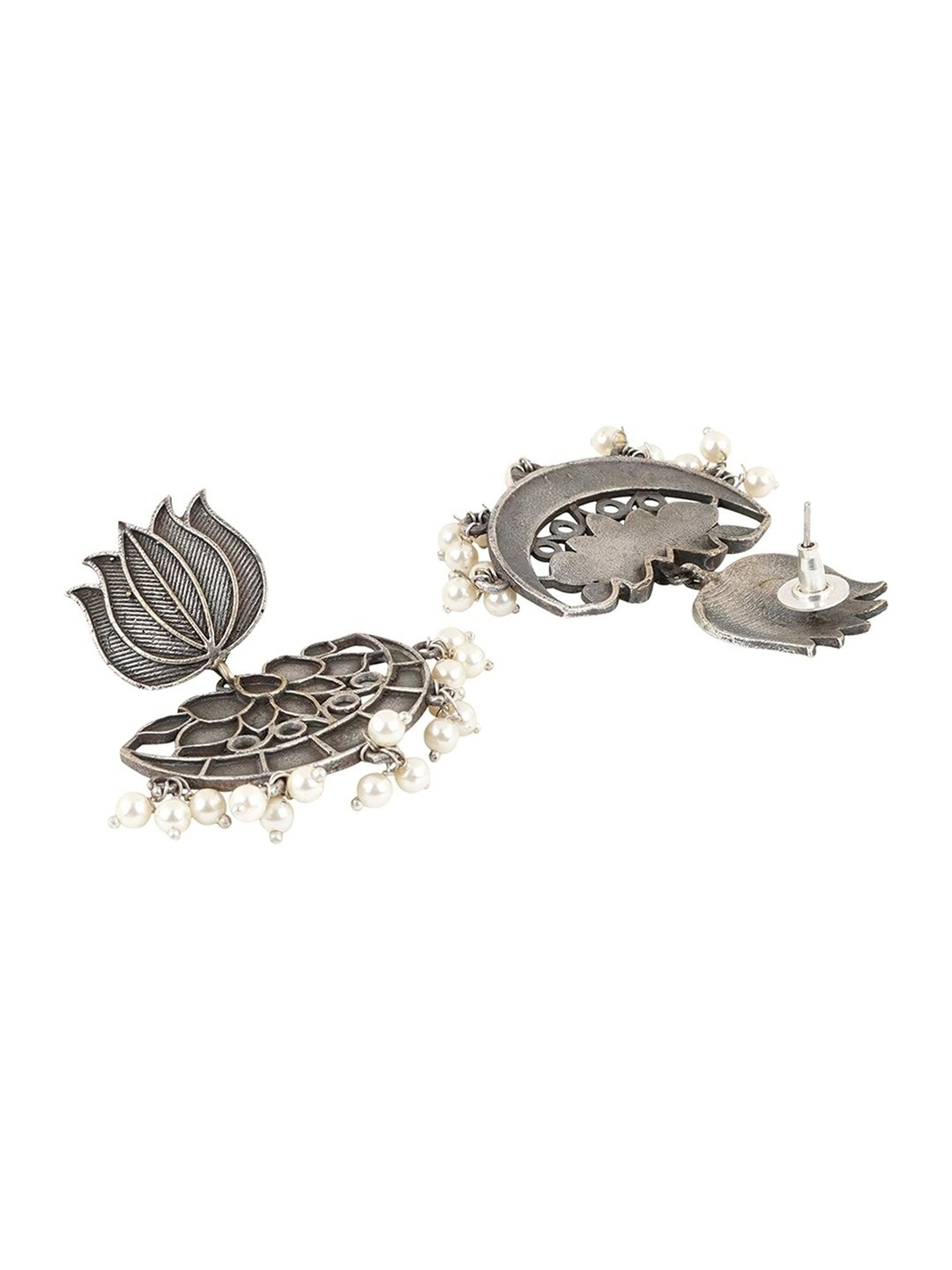 Teejh Ethnic Krupali Silver Oxidized Dangler Earrings