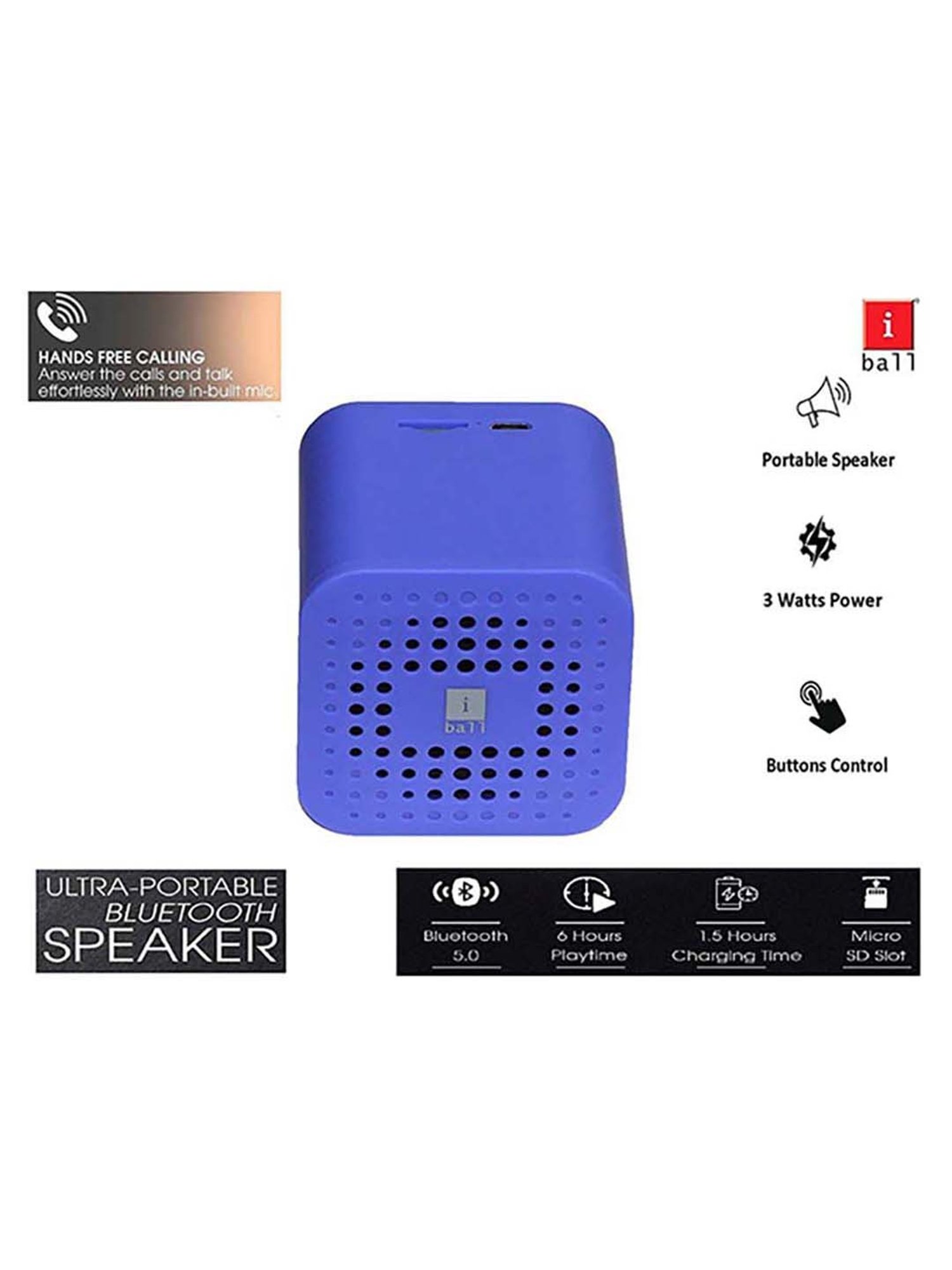 iBall Musi Cube X1 Bluetooth Speaker (Coral Blue)
