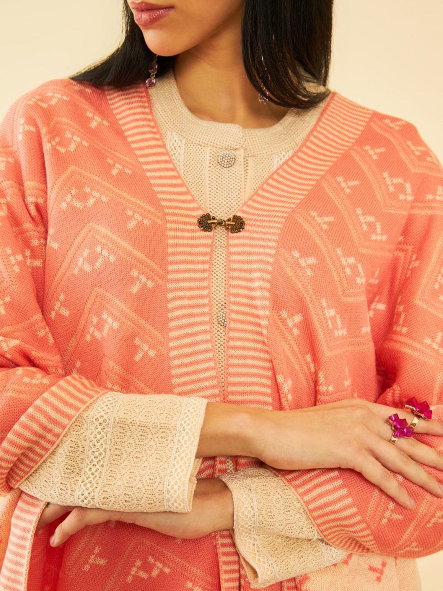 Soch Peach Printed Shawl