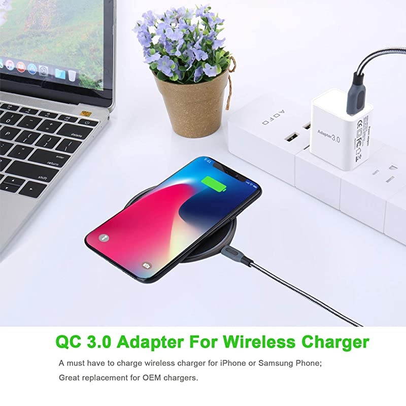 QC 30 Wall Charger Adapter  2Pack 18W USB Wall Charger Block Fast Phone Charger USB Plug Compatible with Samsung Galaxy s10 S8 S9 Note 8 iPhone iPad Tablet LG HTC White