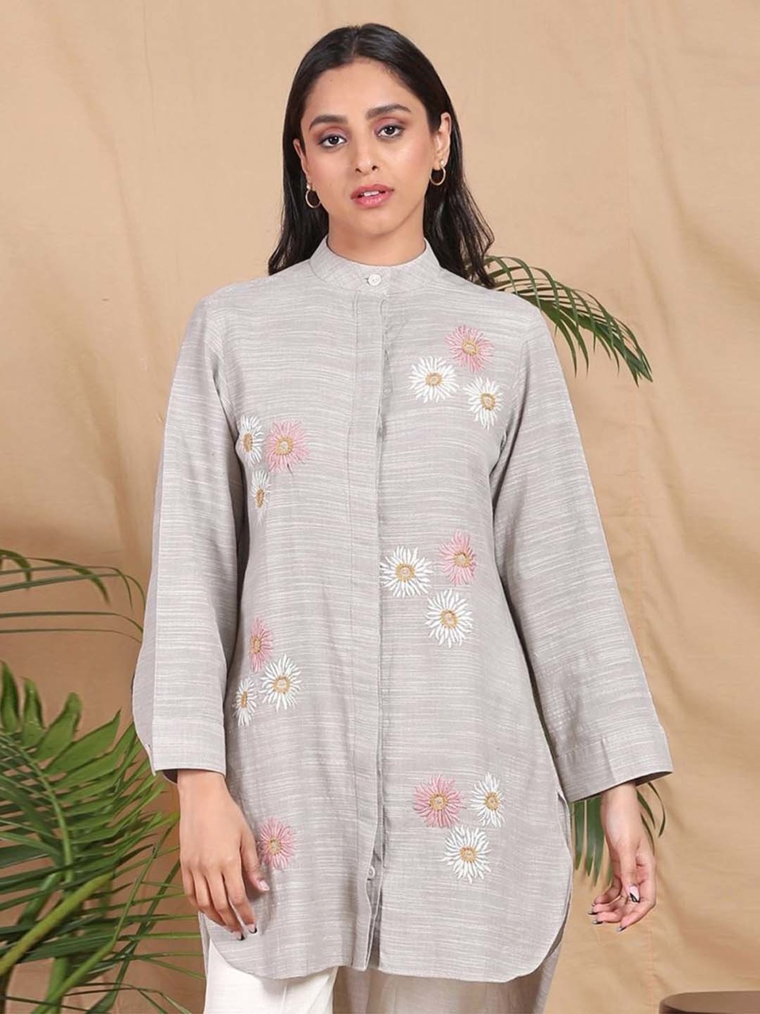 Mushio Grey Bahaar Handwoven Cotton Slub Shirt