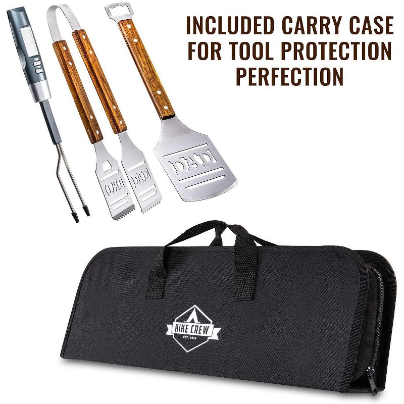 Hike Crew Dad BBQ Tools Gift Set &ndash; 4-Piece Grill Accessories Utensils Kit Perfect for Holiday, Birthday or Father&rsquo;s Day &ndash; Includes Tongs, Spatula, Digital Thermometer & Carrying Case (Gift Box)