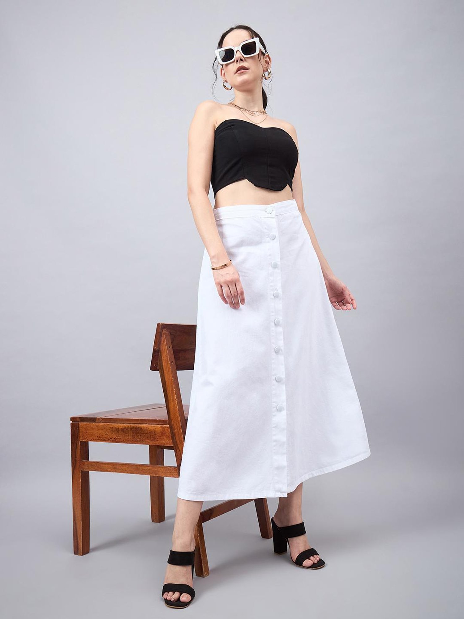 Style Quotient White Cotton Skirt