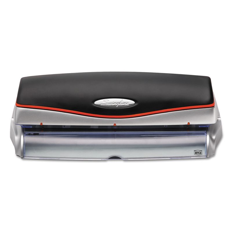 Swingline 20-Sheet Optima Electric/Battery Three-Hole Punch 9/32" Holes Silver/Black 74520
