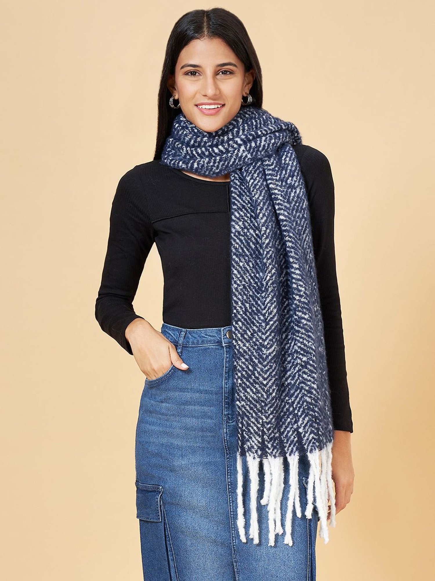 Forever Glam by Pantaloons Blue Printed Stole