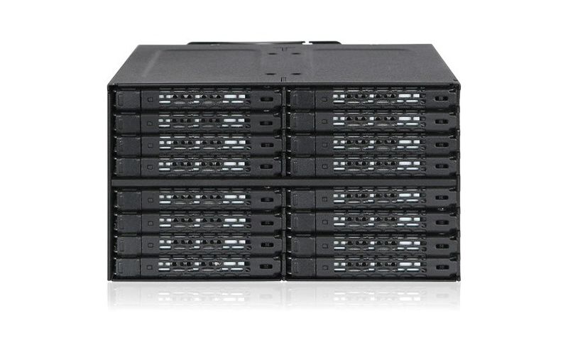 Icy Dock ToughArmor MB516SP-B Drive Enclosure for 5.25" 12Gb/s SAS, Serial ATA/600 - Serial ATA, Mini-SAS HD Host Interface Internal - Black