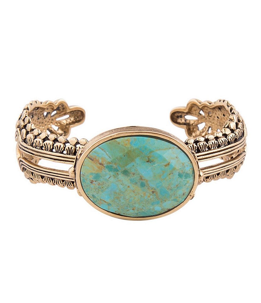 Barse Bronze and Faceted Turquoise Statement Cuff Bracelet