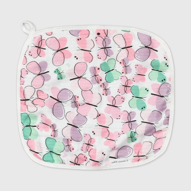 Honest Baby Girls' 3pc Organic Cotton Flutter Towel Set