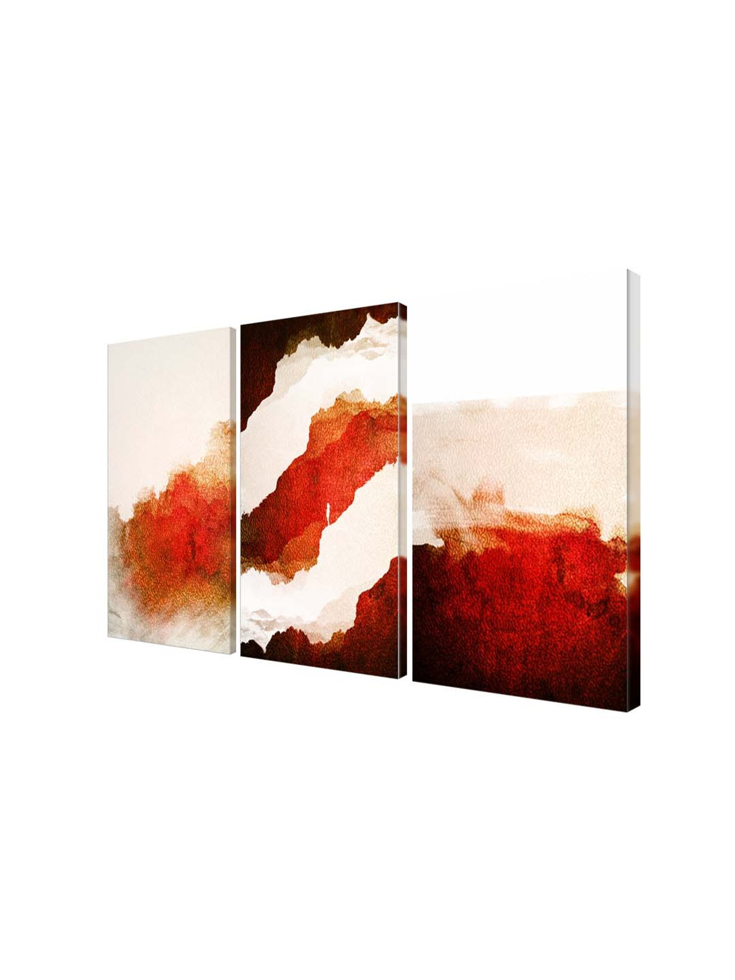 999Store Orange & Beige Abstract Art 3 Frame Canvas Paintings