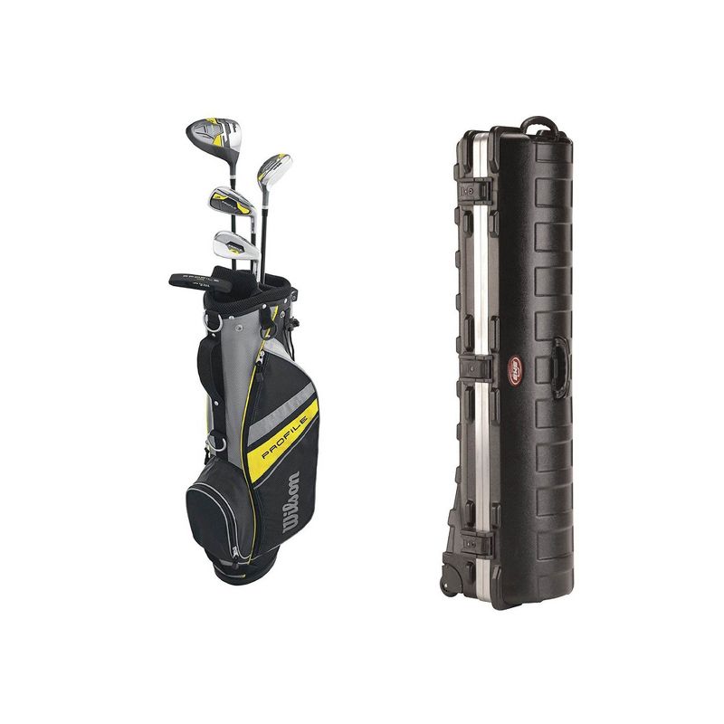 Wilson Profile Junior Right Hand Golf Club Set, Yellow & Wheeled Travel Case