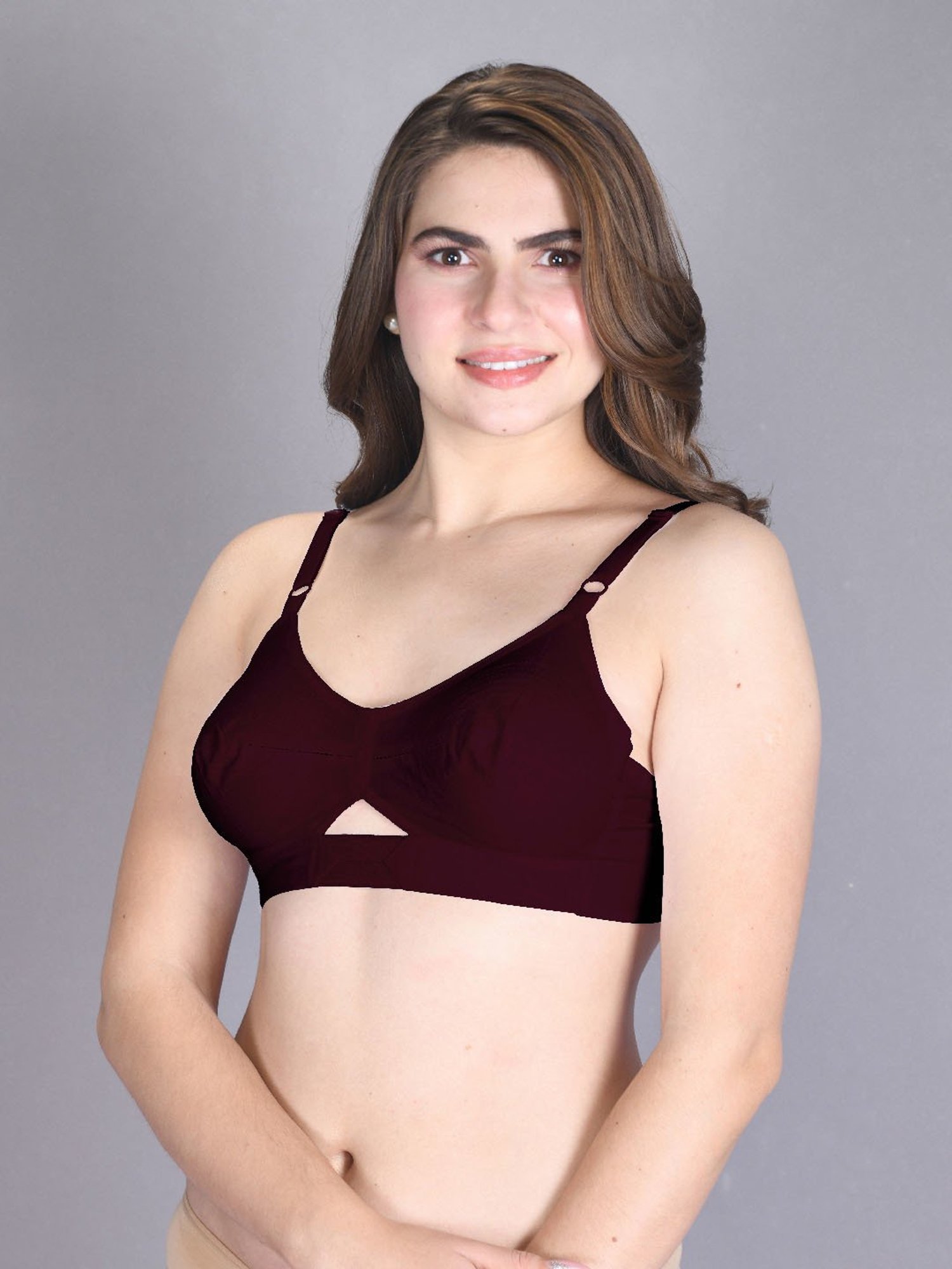 Lux Venus Maroon & White Full Coverage Non-Wired Everyday Bra With Adjustable Strap - Pack of 2