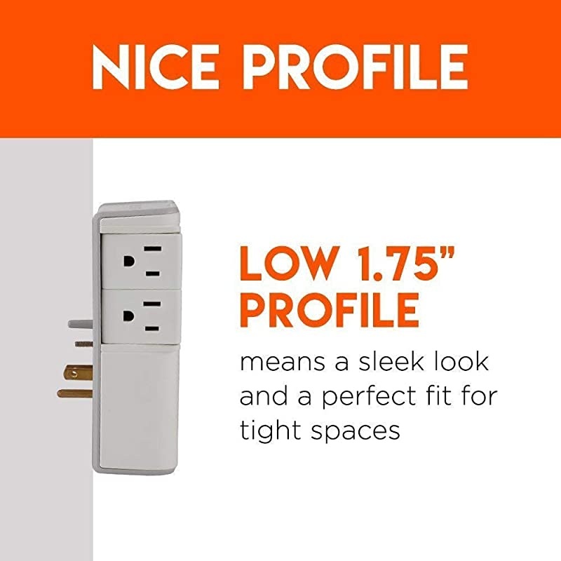 On-Wall Surge Protector with 4 Pivoting AC Outlets & 2 USB Ports &ndash; Packs 1080 Joules of Surge Protection & Installs On Existing Outlets to Protect Your Gear & Increase Outlet Capacity