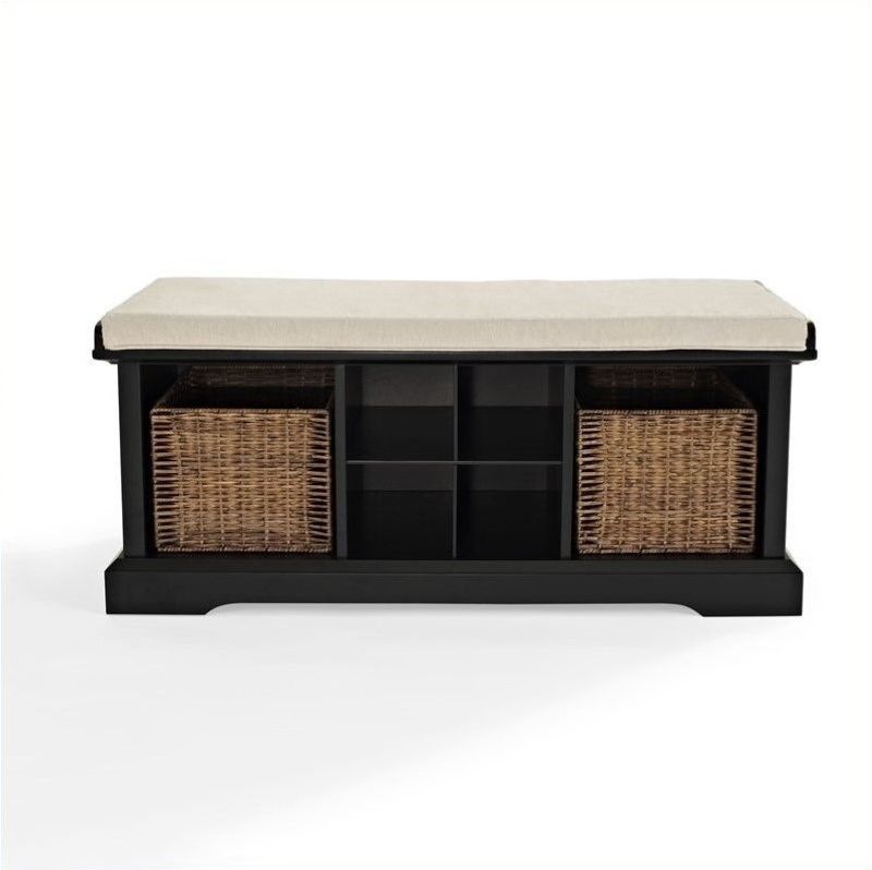 Wood Entryway Storage Bench in Black-Pemberly Row