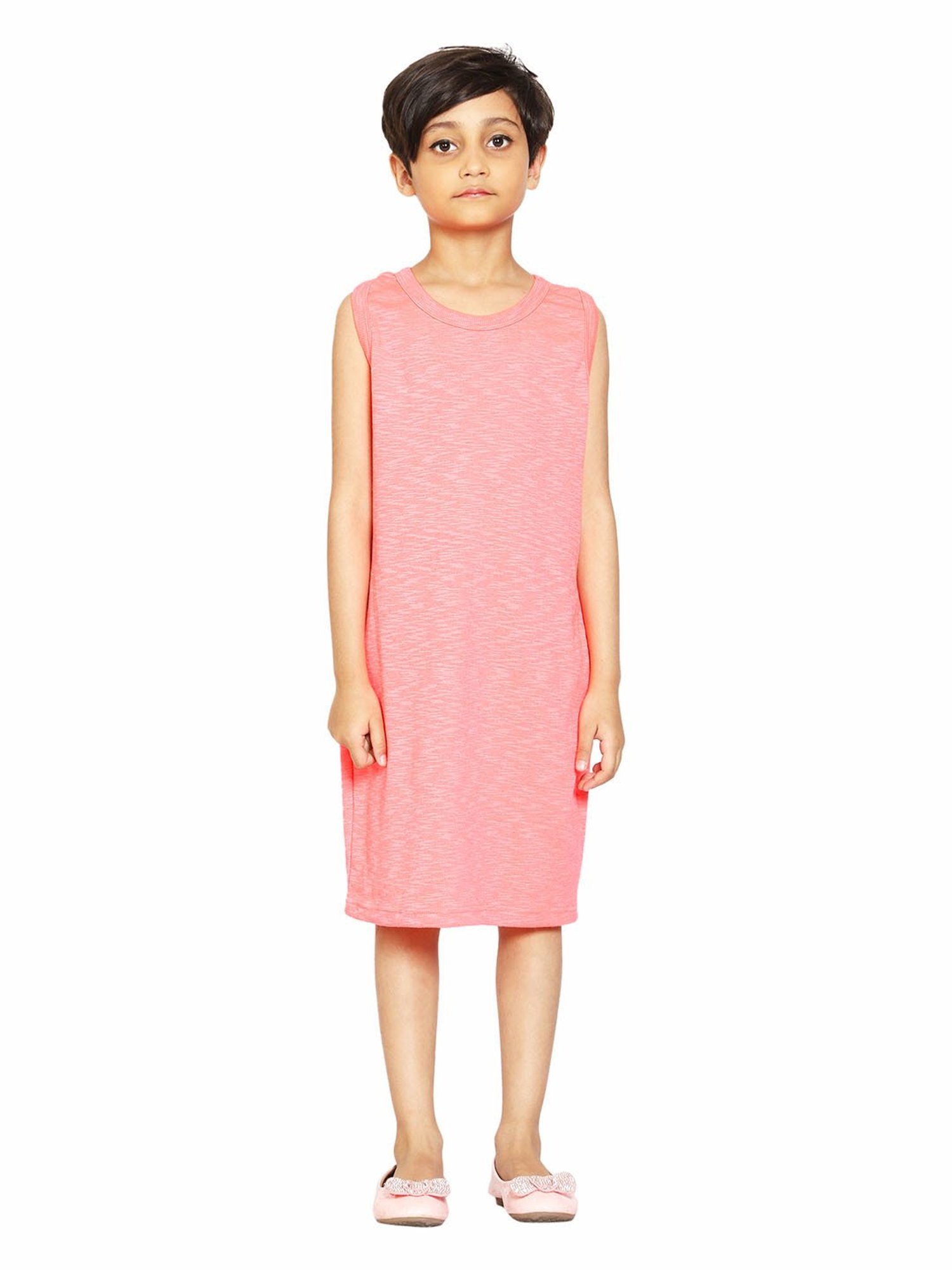 Kiddopanti Kids Pink Solid Dress