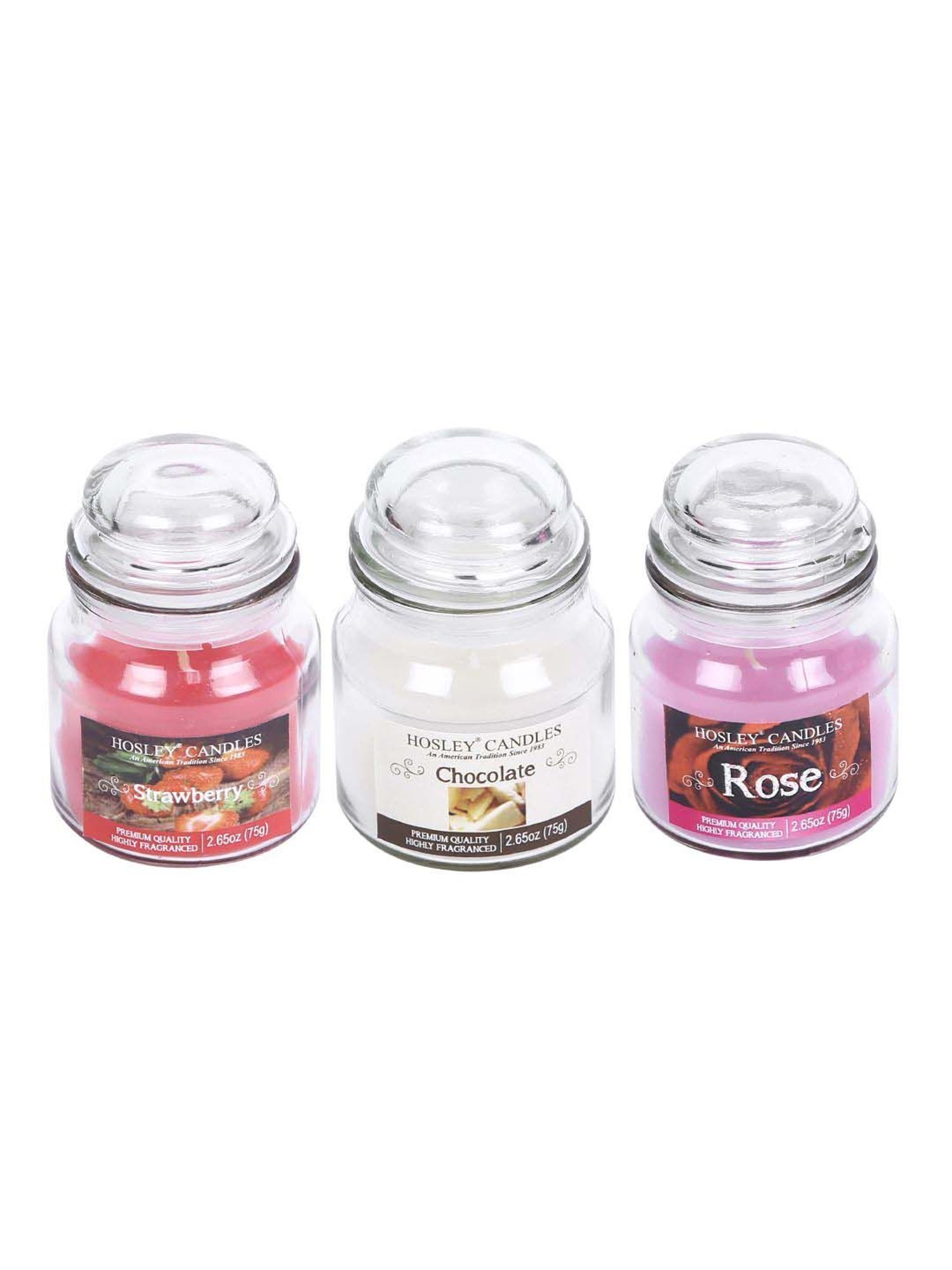 HOSLEY Multicolor Glass Jar Candles - Set of 3