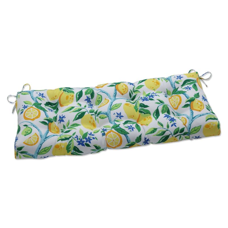 48" x 18" Outdoor/Indoor Tufted Bench/Swing Cushion Lemon Tree Yellow - Pillow Perfect