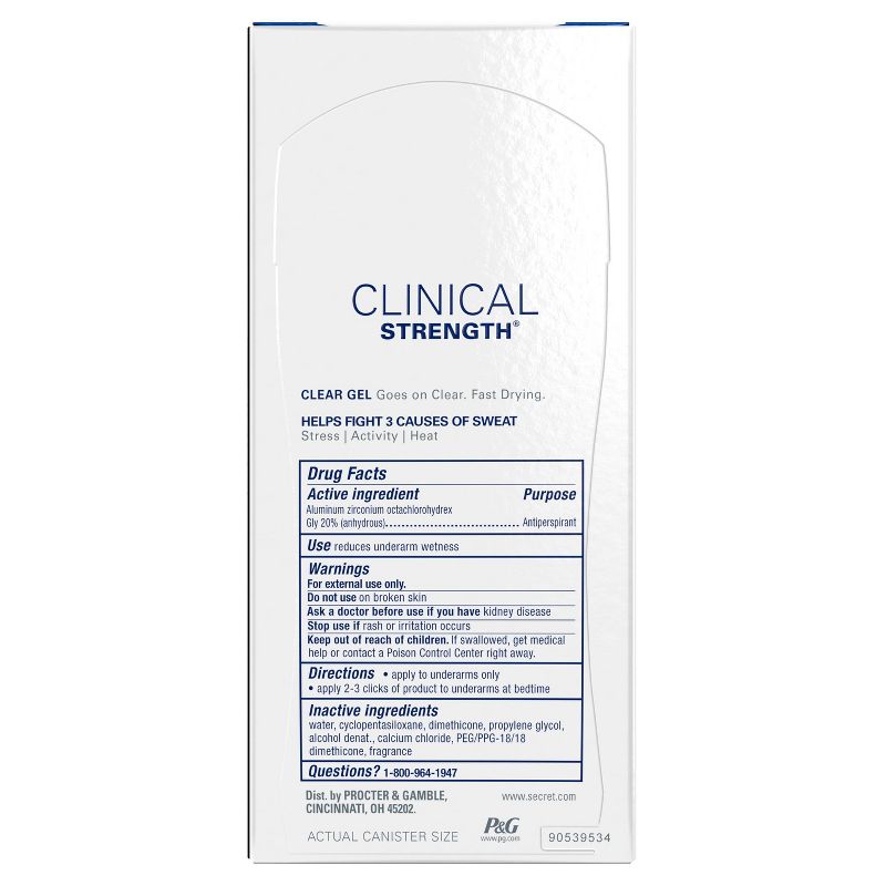 Secret Clinical Strength Completely Clean Clear Gel Antiperspirant & Deodorant - 2.6oz
