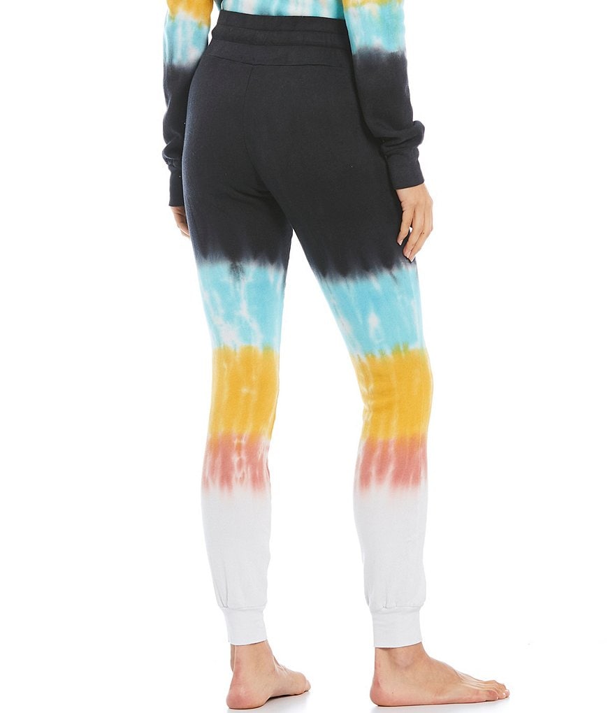 JALA Rainbow Tie-Dye French Terry Fleece Jogger Coordinating Lounge Pants