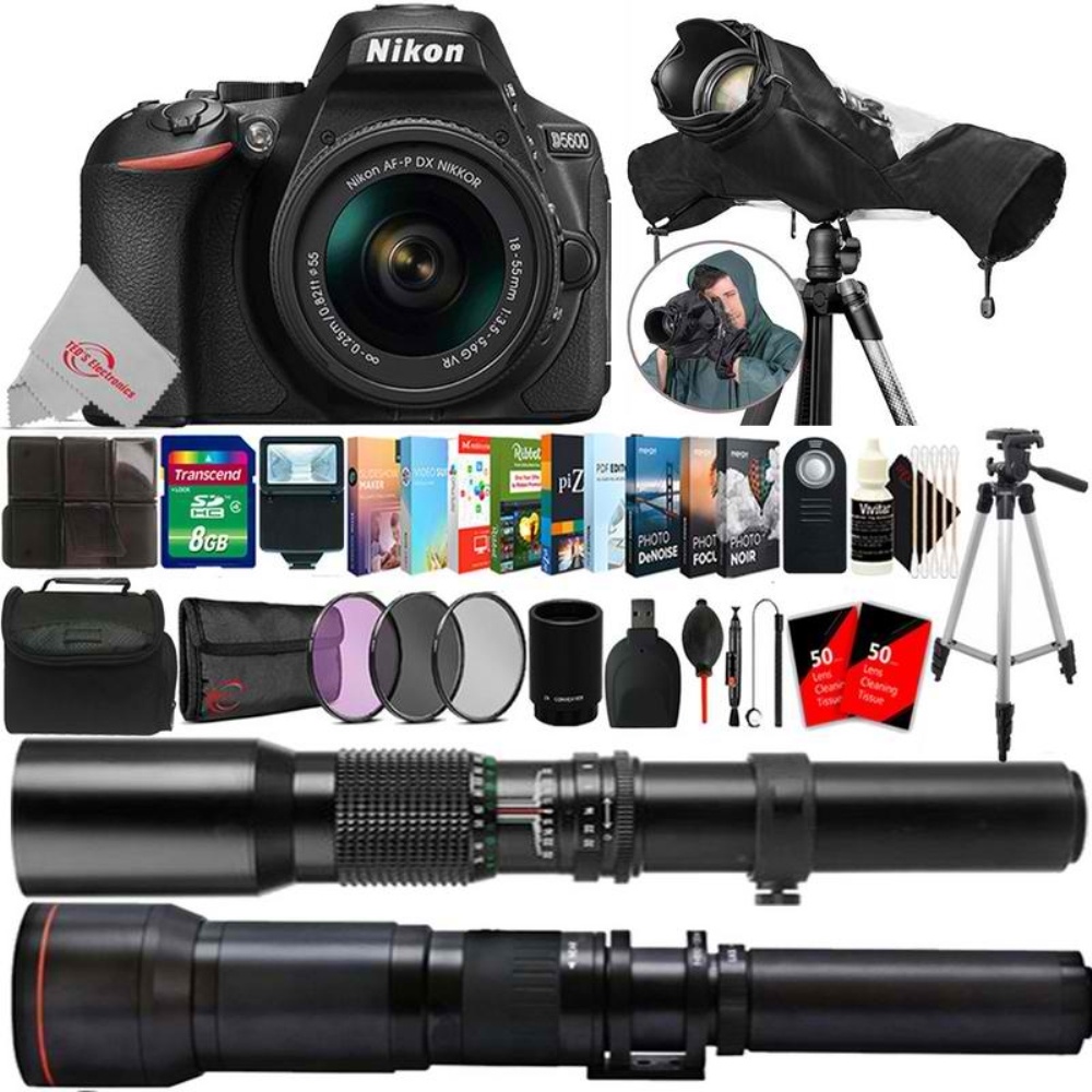 Nikon D5600 24.2MP Digital SLR Camera + 18-55mm, 500mm & 650-1300mm Lens Complete Accessory Kit