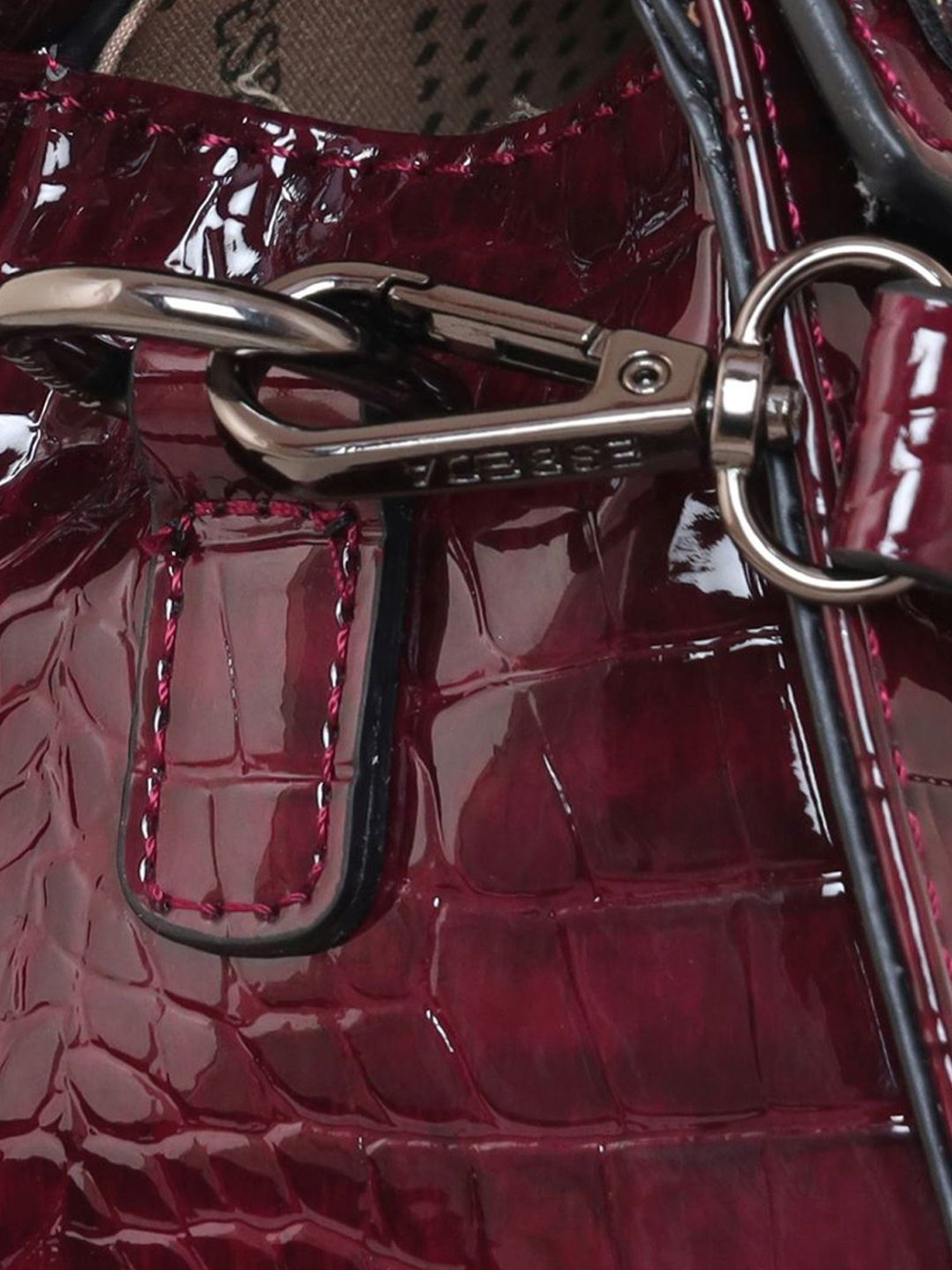 Esbeda Rectangular Maroon PU Textured Handbag