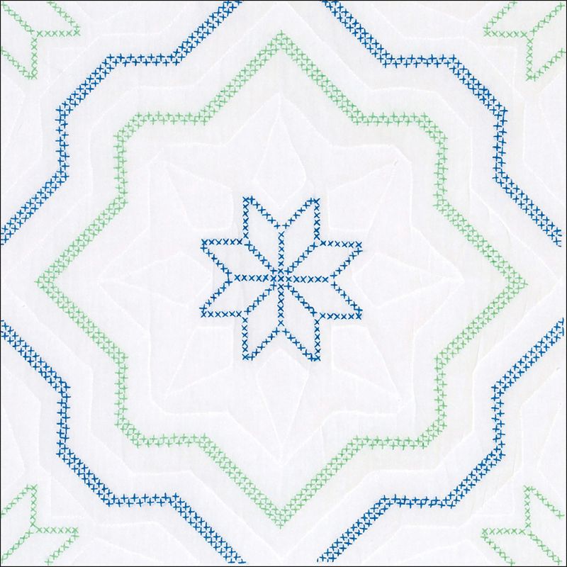 Jack Dempsey Stamped White Quilt Blocks 18"X18" 6/Pkg-XX Interlocking Star