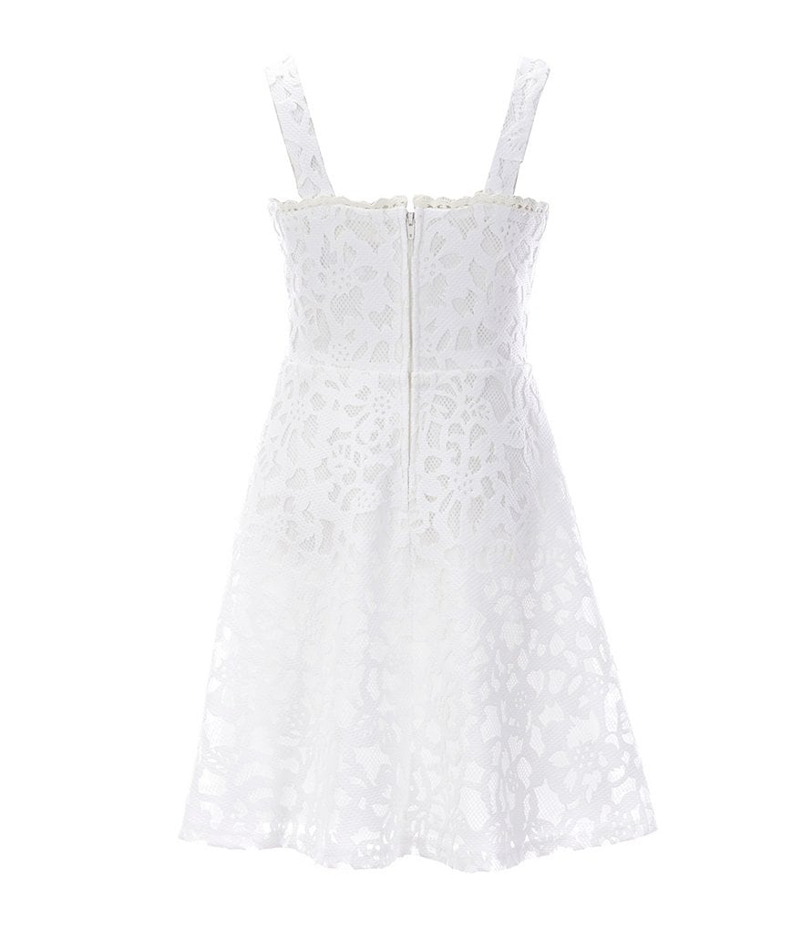 Poppies And Roses Big Girls 7-16 Solid/Lace Fit-And-Flare Dress
