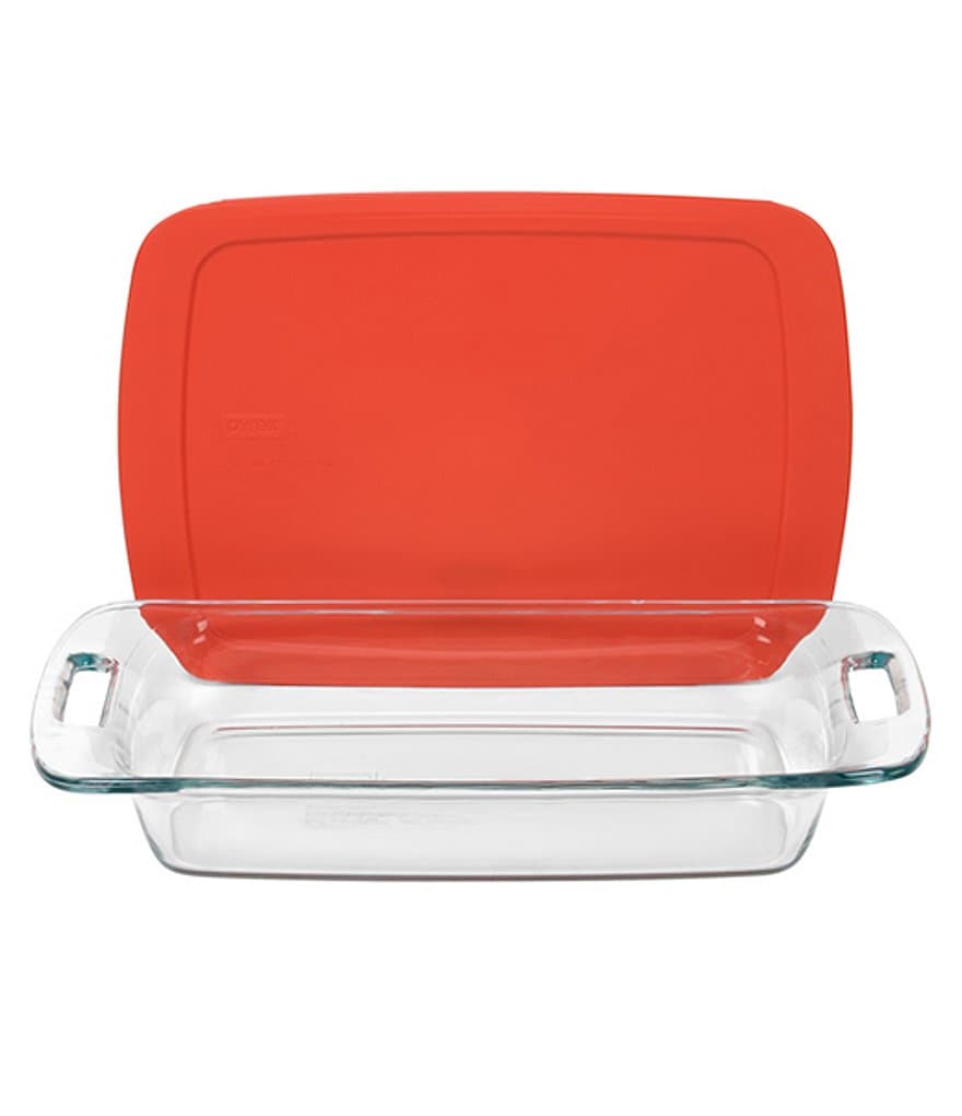 Pyrex Easy Grab 3-Quart Oblong Baking Dish with Red Plastic Cover