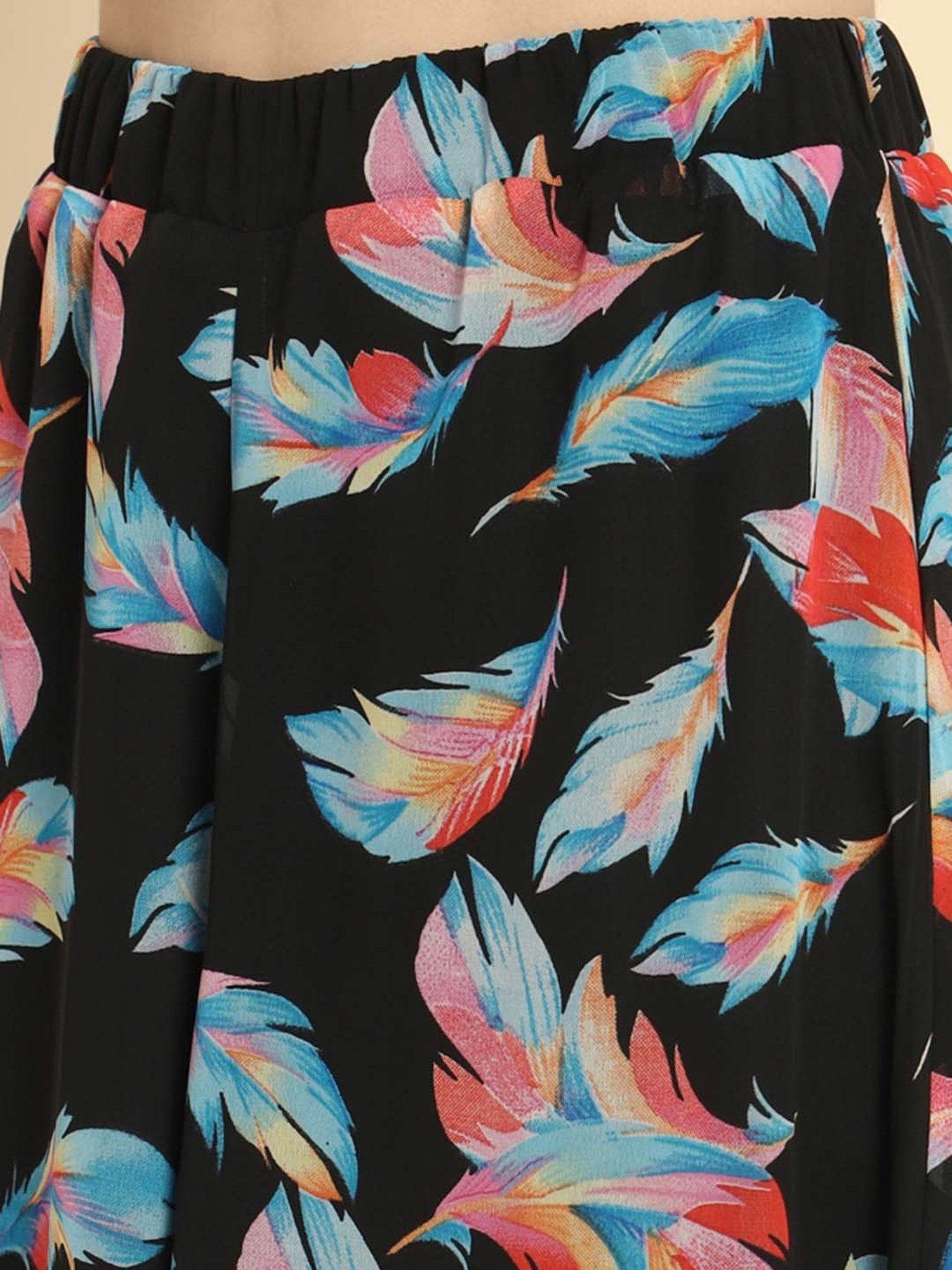 Trend Arrest Black Printed Flared Fit High Rise Palazzos