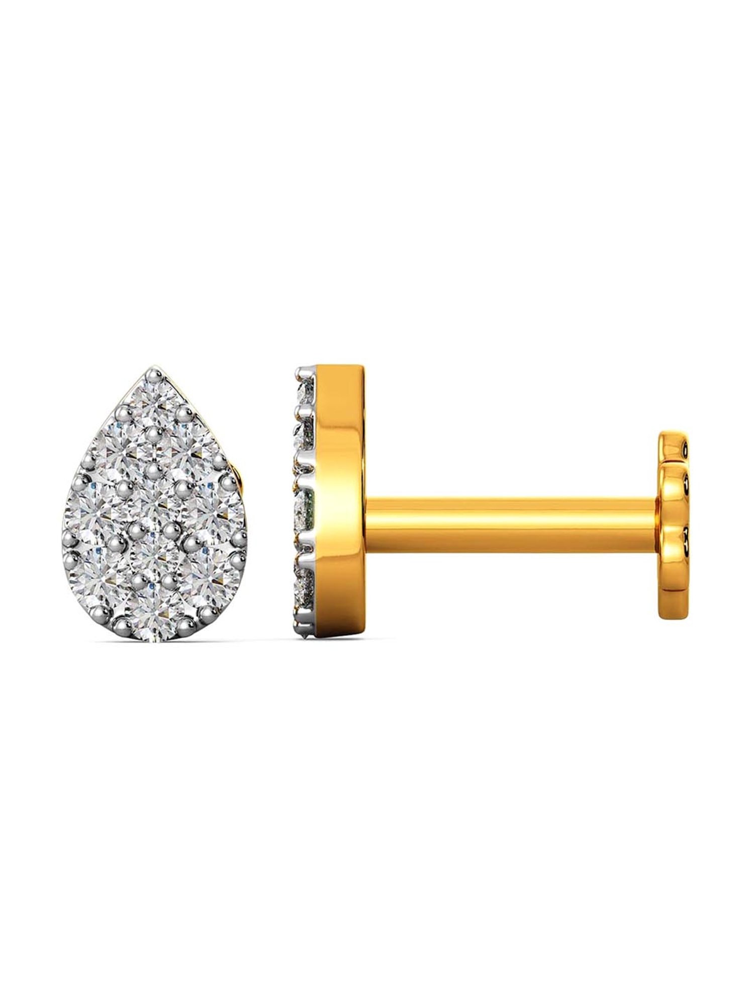 Joyalukkas 18k Yellow Gold & Diamond Stud Earrings for Girls