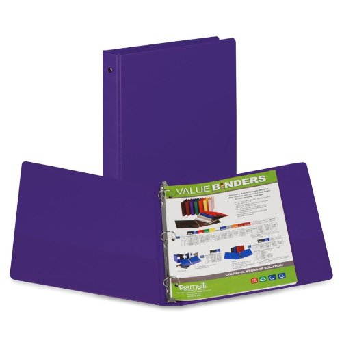 Samsill Corporation SAM11308 3-Ring Binder- w-Pckts- Vinyl- 200 SH Cap.- 1in.- Purple