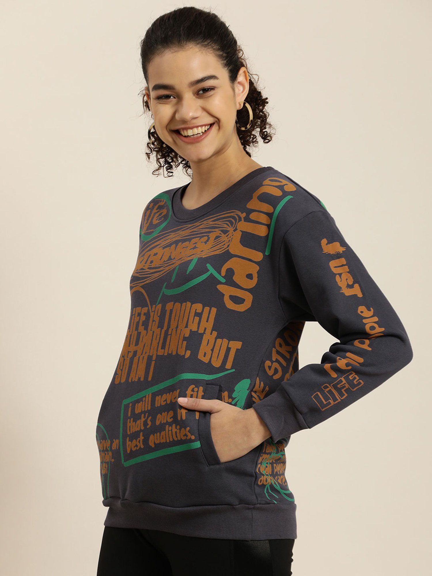 Difference of Opinion Grey Graphic Print Sweatshirt