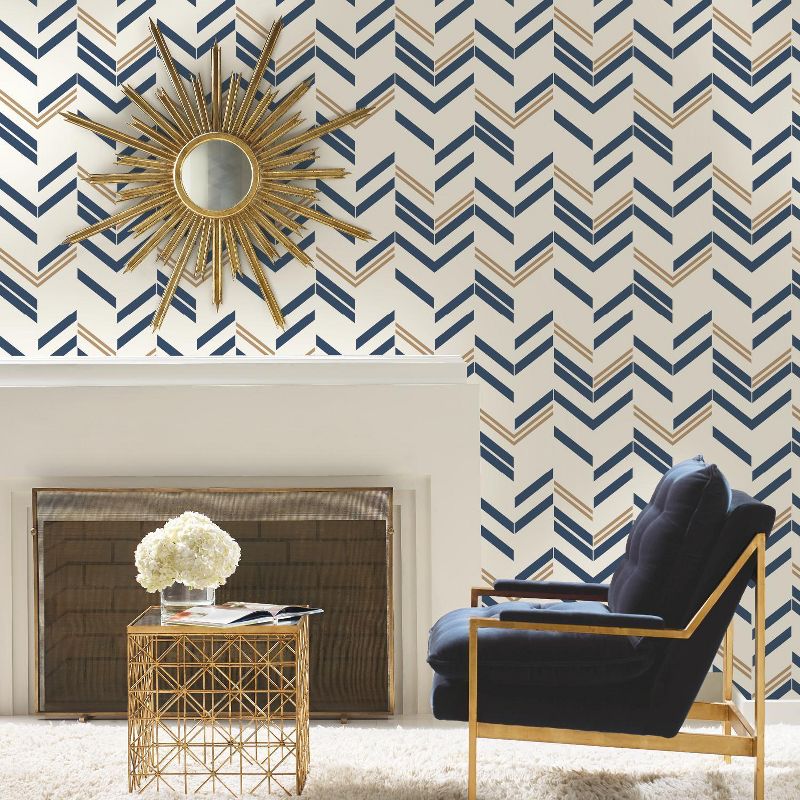 RoomMates Chevron Stripe Peel & Stick Wallpaper Blue