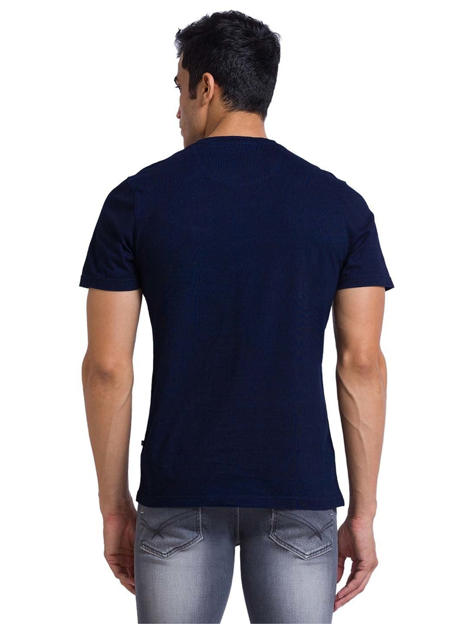 Parx Blue Regular Fit Graphic Print T-Shirt