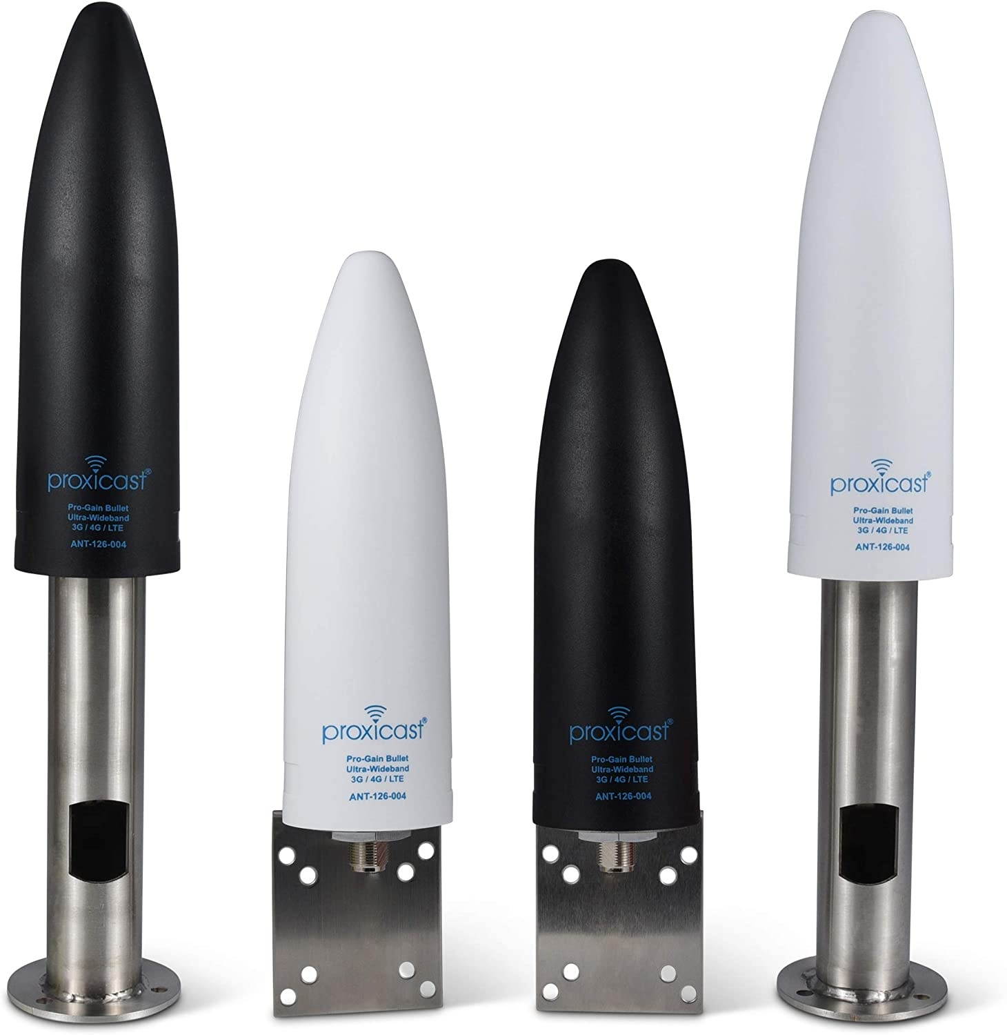 Proxicast 7 dBi Pro-Gain Bullet 4G / LTE or WiFi Omni-Directional Wideband Antenna with Stainless Outdoor Pole/Wall/Rail Mount - Black for Verizon AT&T T-Mobile and Others