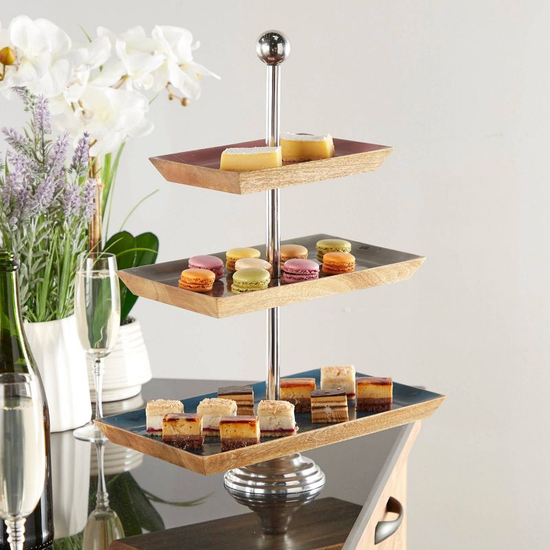 3 Tier 20" Wood Enamel Stand Brown - Olivia & May