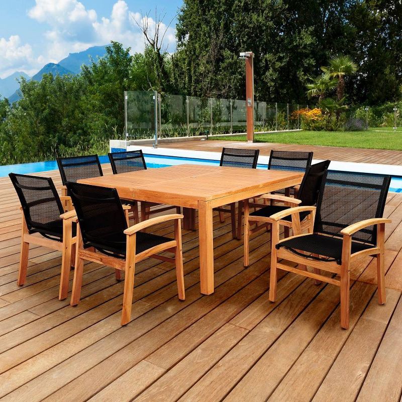 Sunset View 9pc Patio Teak Wood Square Dining Set - International Home Miami
