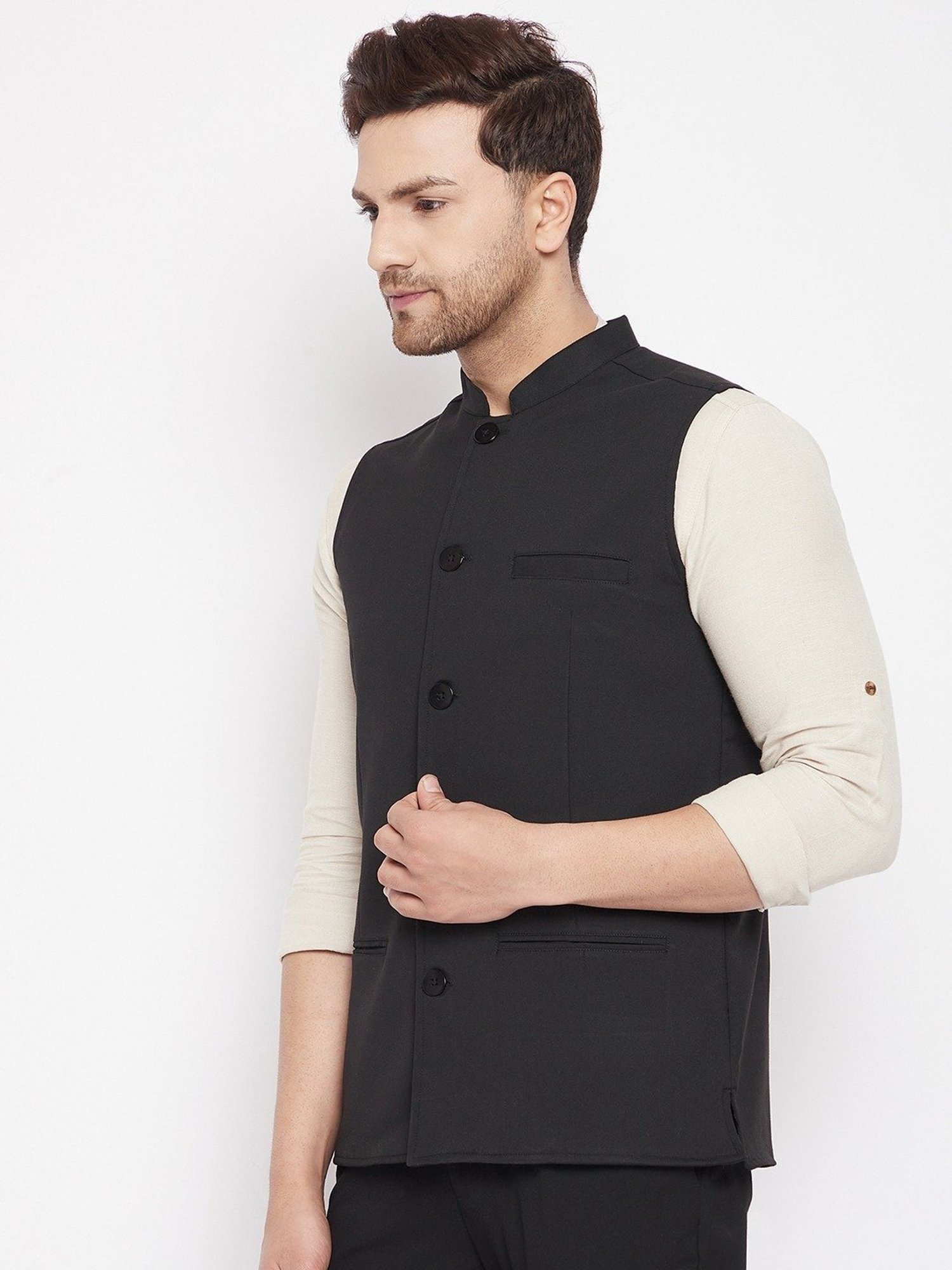 Even Black Regular Fit Nehru Jacket