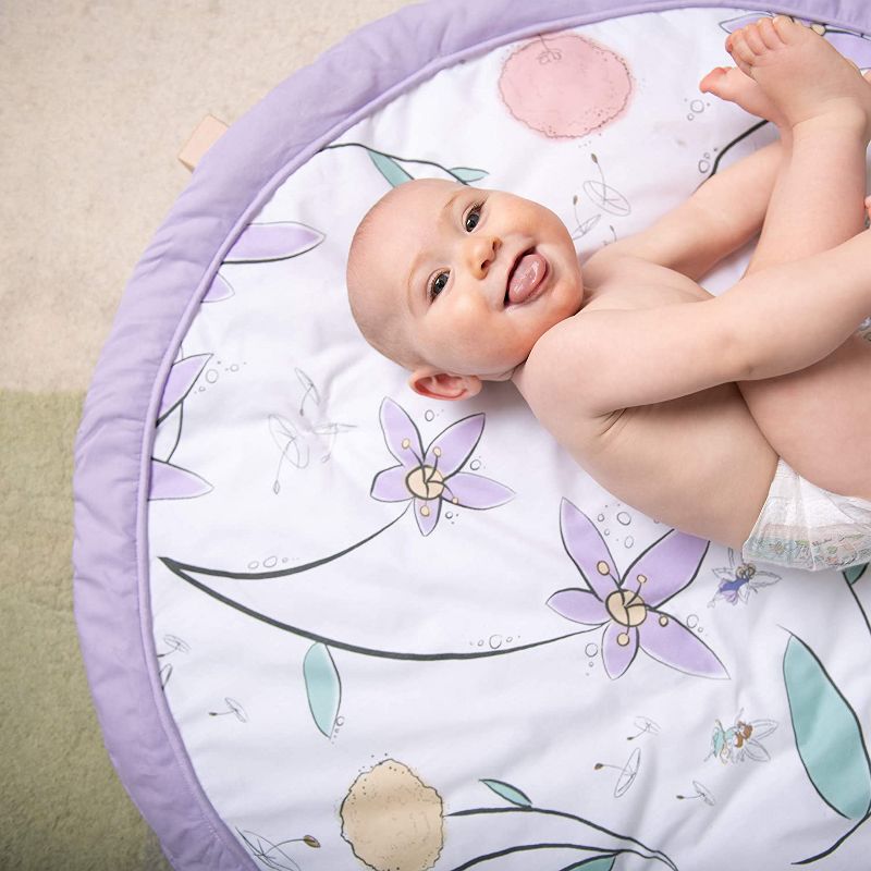 JumpOff Jo - Round Baby Floor Mat for Tummy Time, Play, and More, 36" Diameter - Fairy Blossom
