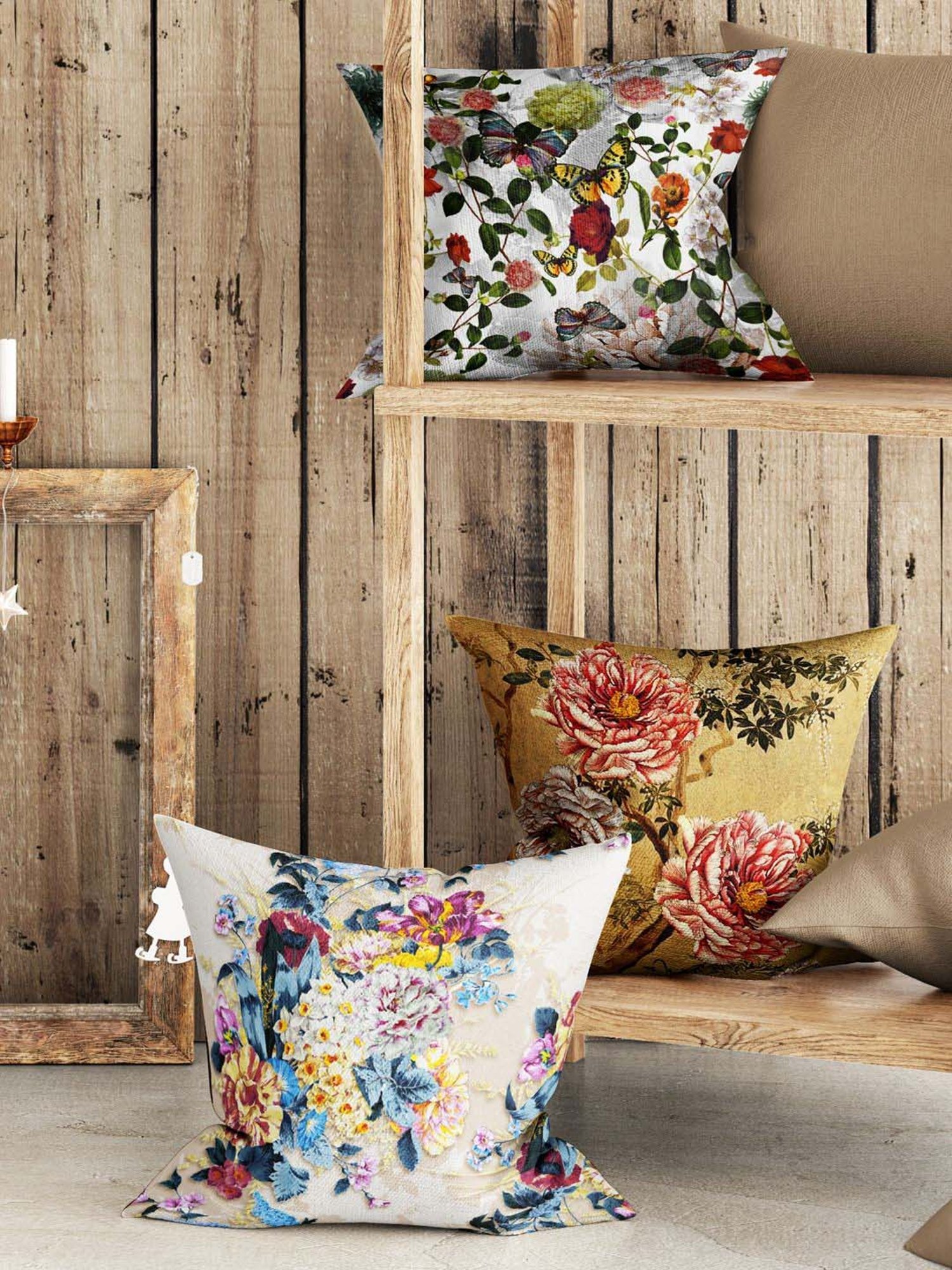 Bianca Ruyal Multicolor Microfibre Medium Cushion Cover - Set of 3