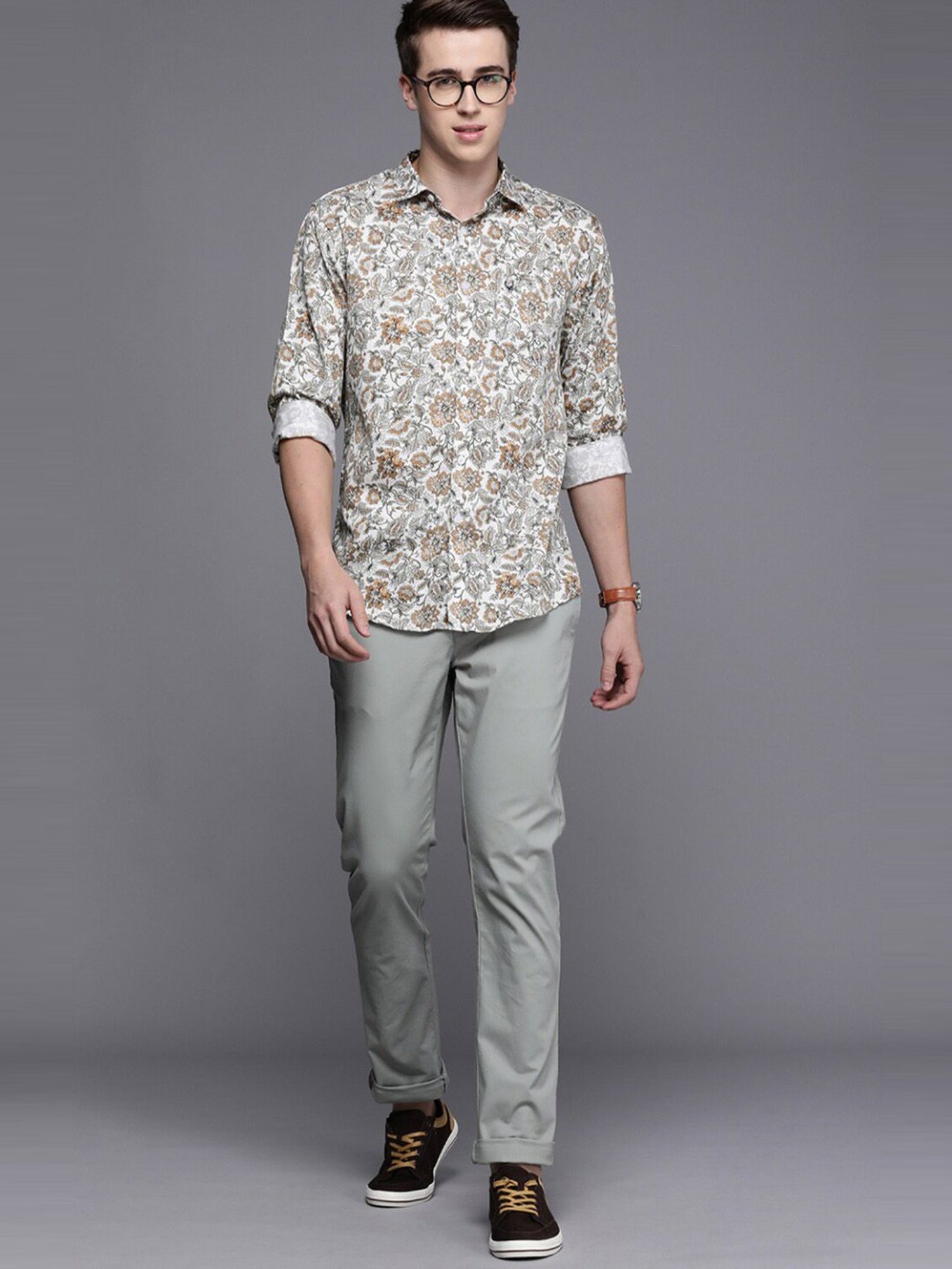 Spykar Blue Cotton Slim Fit Checks Shirt