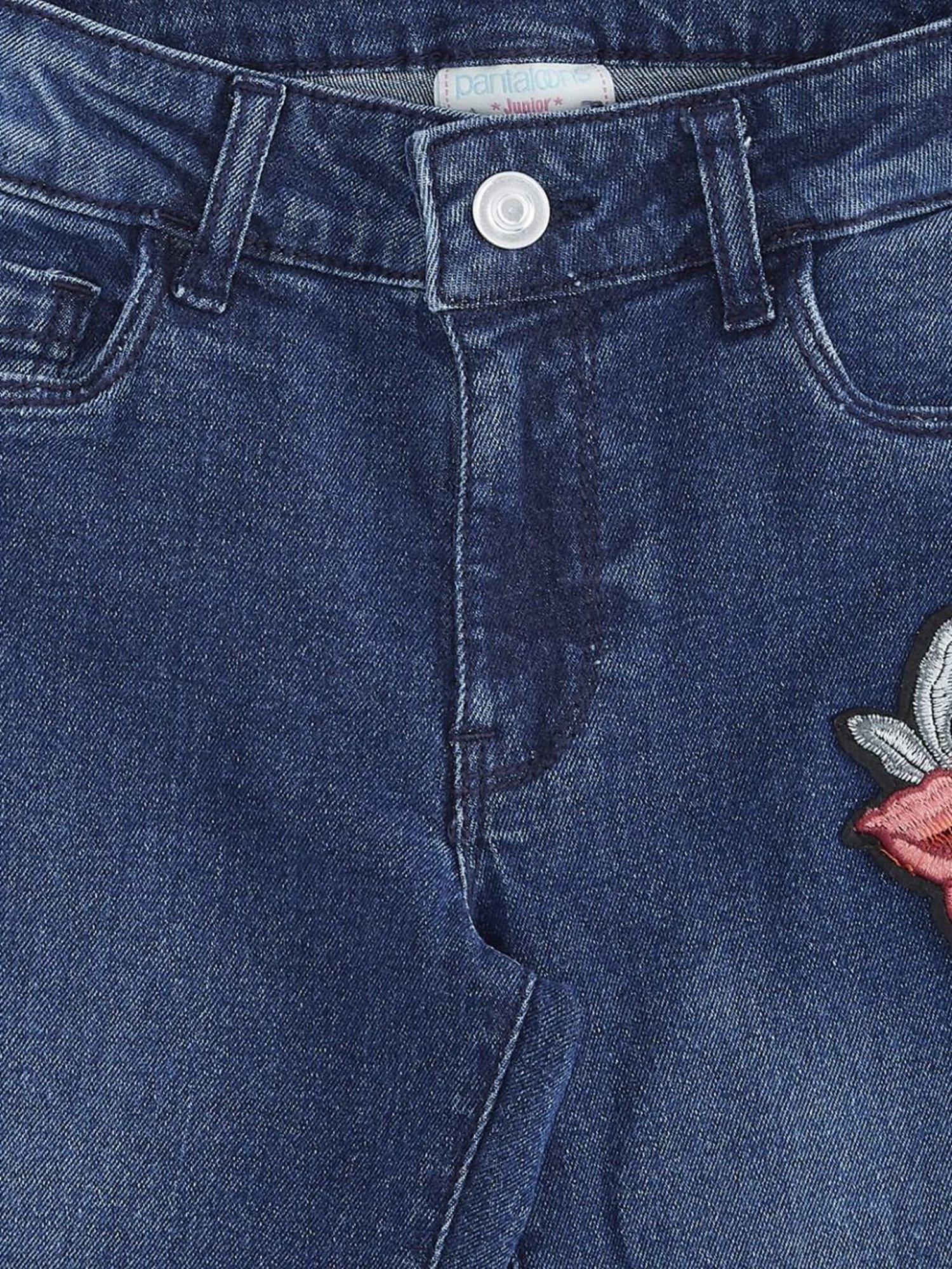 Pantaloons Junior Blue Cotton Embroidered Jeans