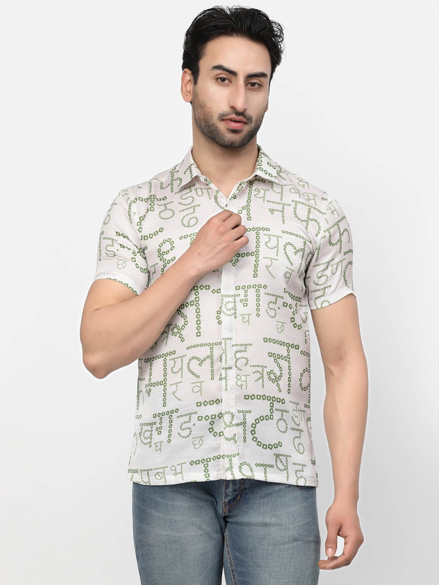 Lela White Regular Fit Printed Shirt
