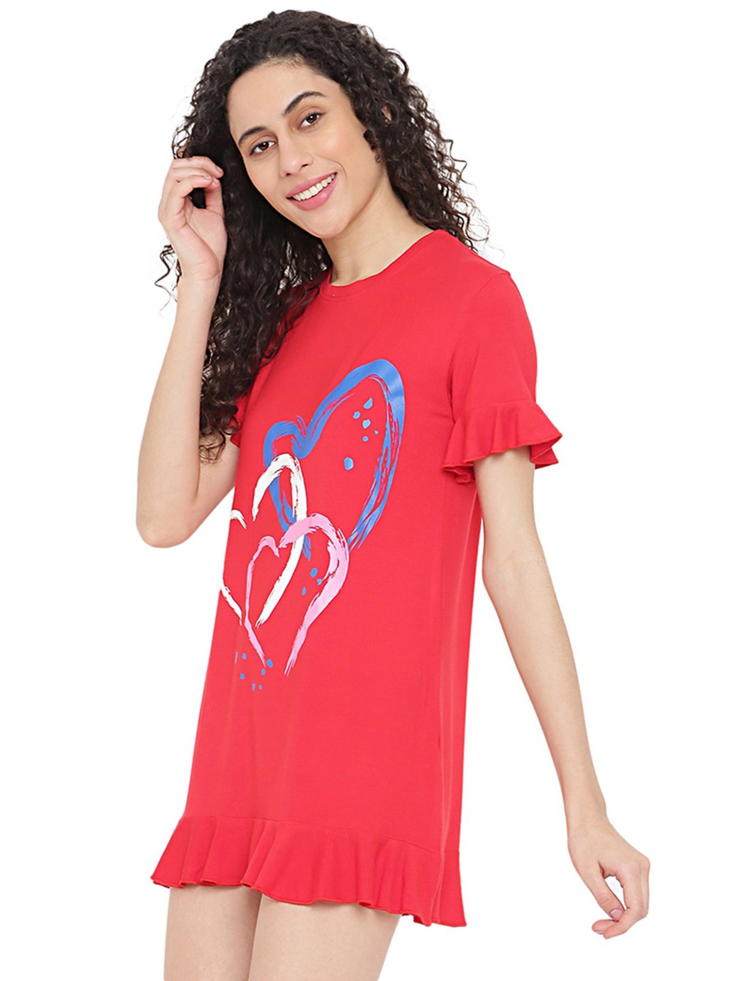 La Intimo Red Printed T-Shirt