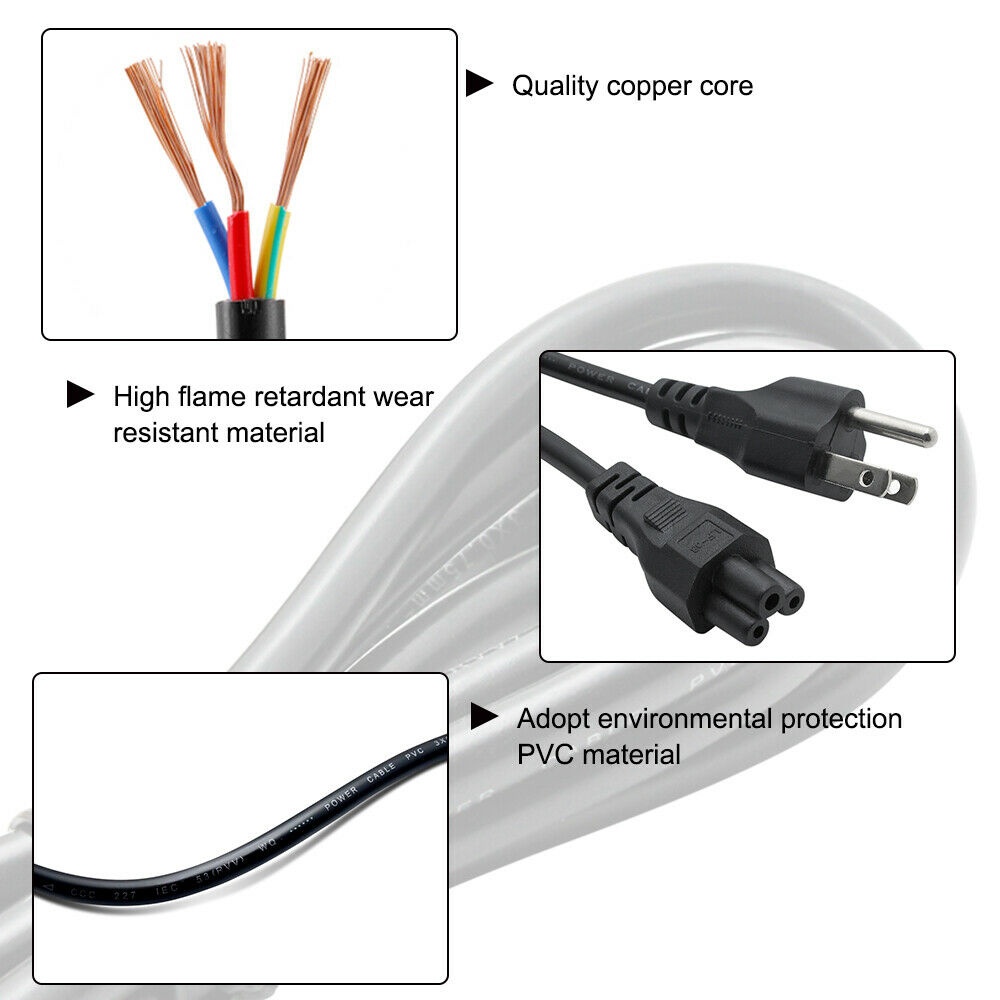 lot 10 3Prong 4ft AC Power Cord Cable for  Fujitsu /Compaq Laptop Notebook