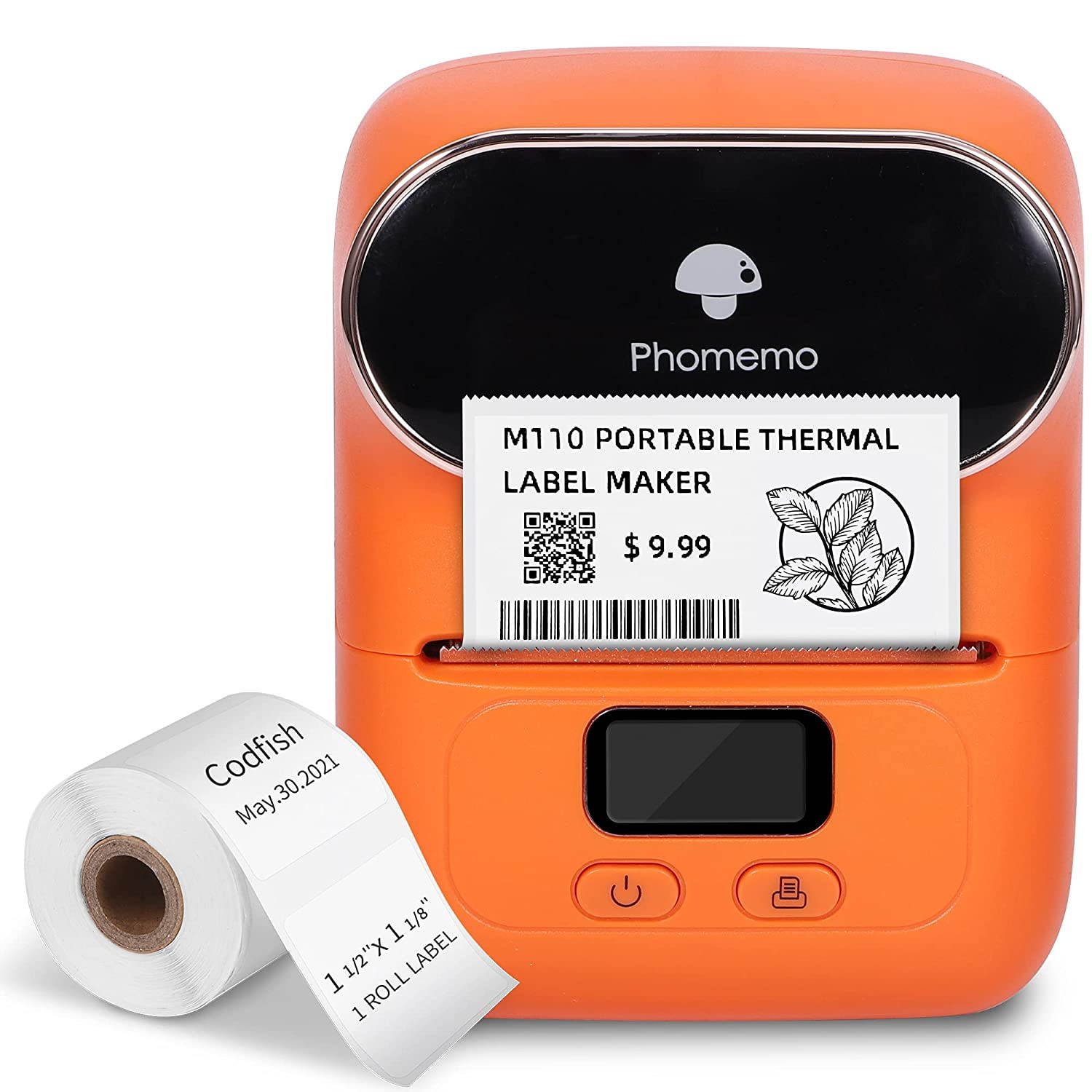 M110 Wireless Thermal Label Printer Portable Bluetooth Label Maker Machine Barcode Printer for iPhone and Android Phones