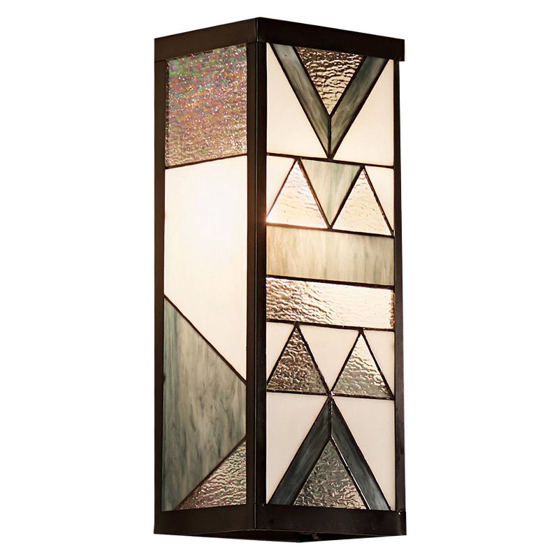 16.25" Stained Glass 1-Light Rectangular Geometric Outdoor Light Wall Sconce - River of Goods
